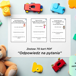 "Czytanie ze zrozumieniem"/ "Odpowiedz na pytania" - zestaw 70 kart PDF