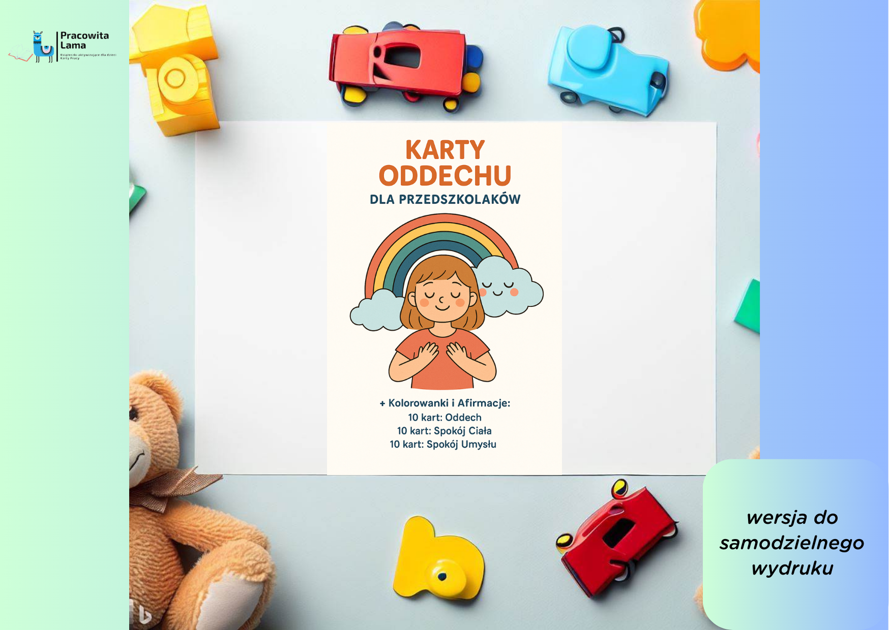 Karty oddechu dla Przedszkolaków + kolorowanki + afirmacje (wersja PDF)