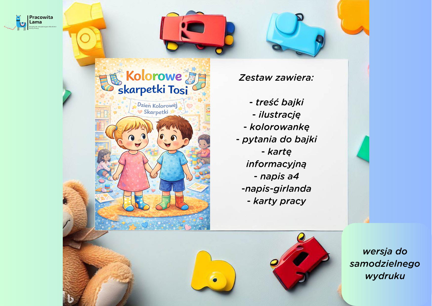 "Kolorowe skarpetki Tosi" - bajka terapeutyczna na Dzień Kolorowej Skarpetki (Światowy Dzień Zespołu Downa), wersja PDF