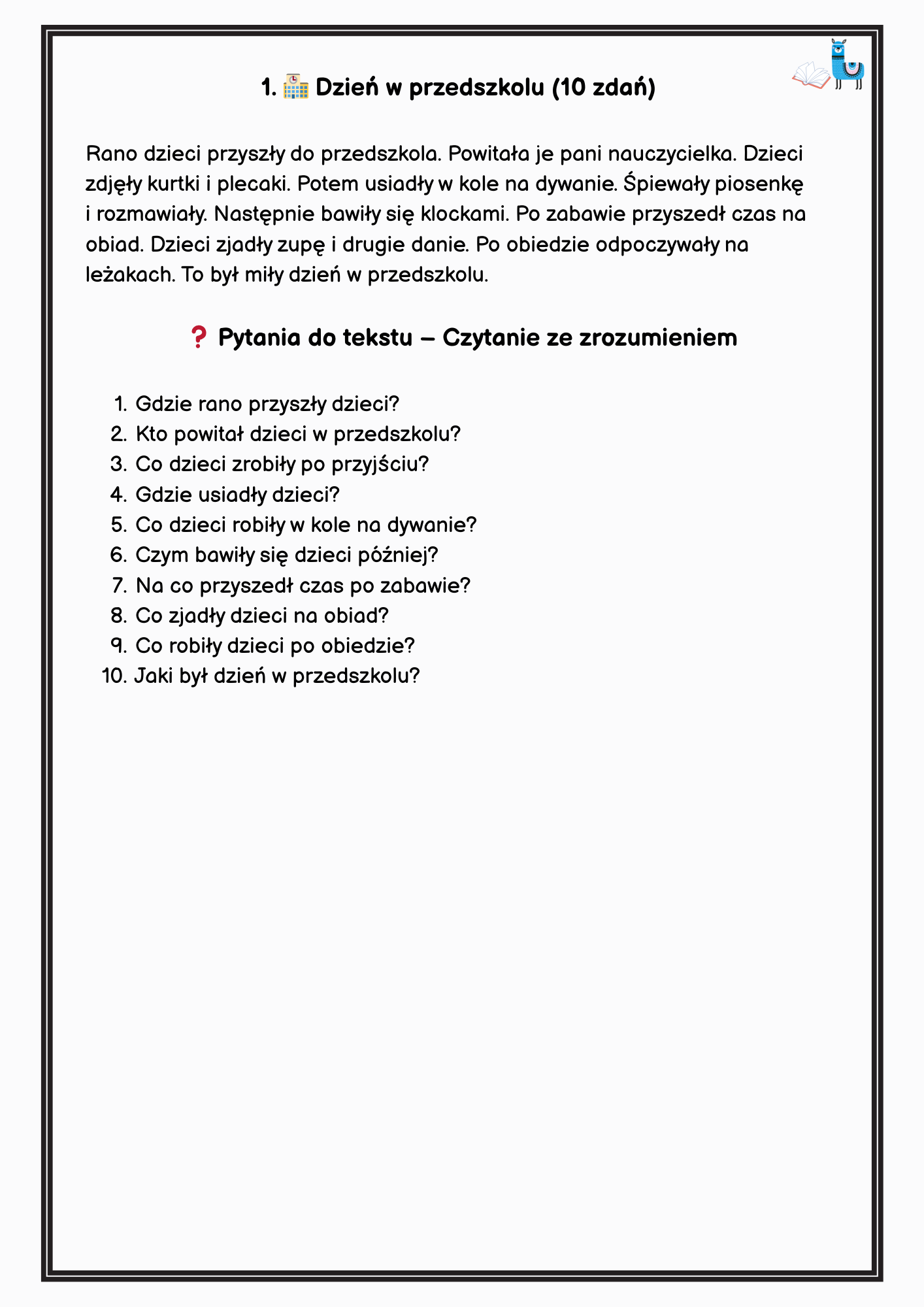 Słucham i rozumiem - Pakiet Poziom 1-3 (3 poziomy trudności): 30 historii z pytaniami (wersja PDF) - obrazek 10