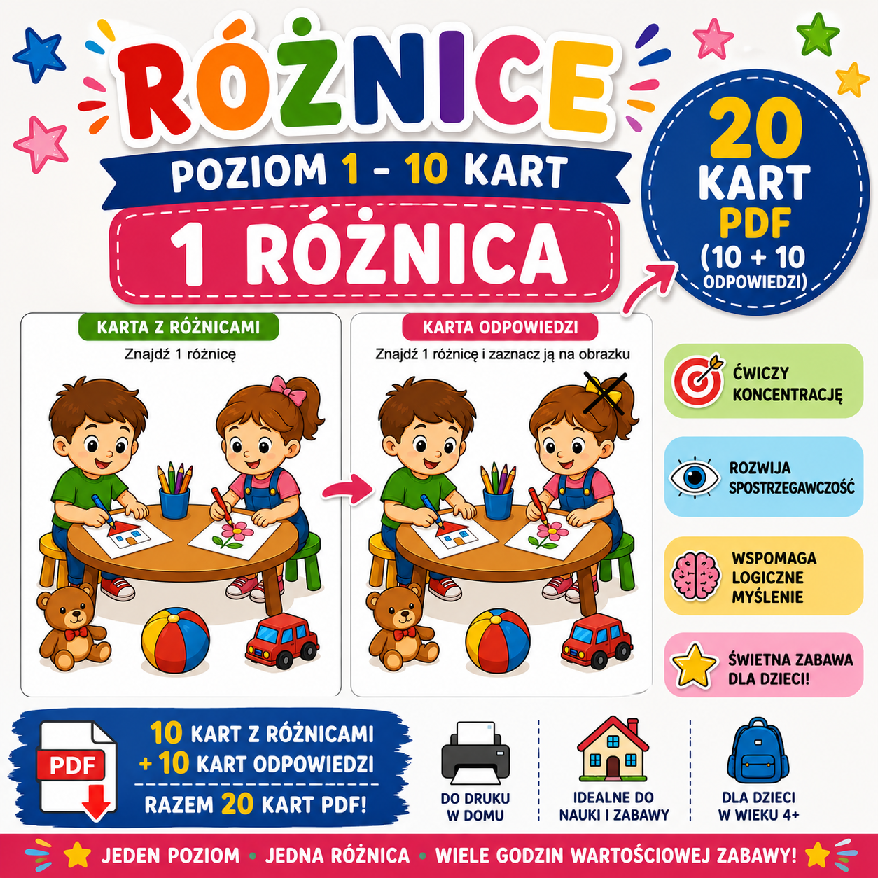 Różnice: Poziom 1 (1 różnica) - PDF
