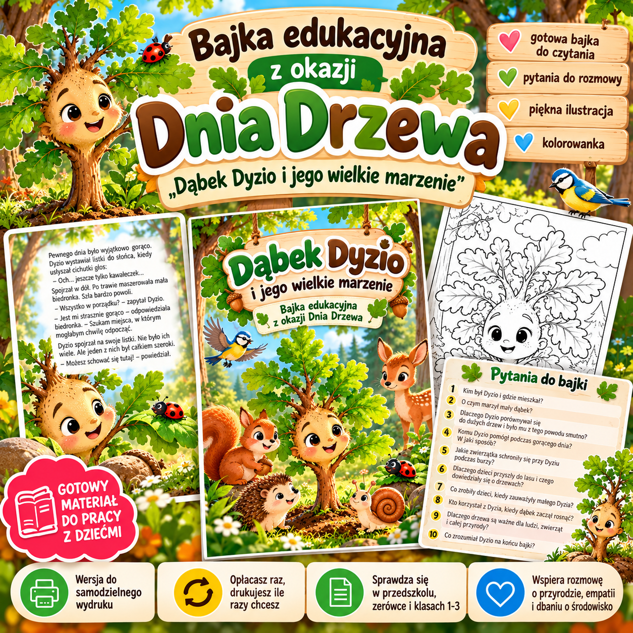 Dąbek Dyzio i jego wielkie marzenie - bajka edukacyjna na Dzień Drzewa