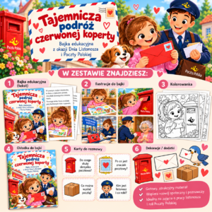 Bajka edukacyjna na Dzień Listonosza i Poczty Polskiej - Tajemnicza podróż czerwonej koperty (PDF)