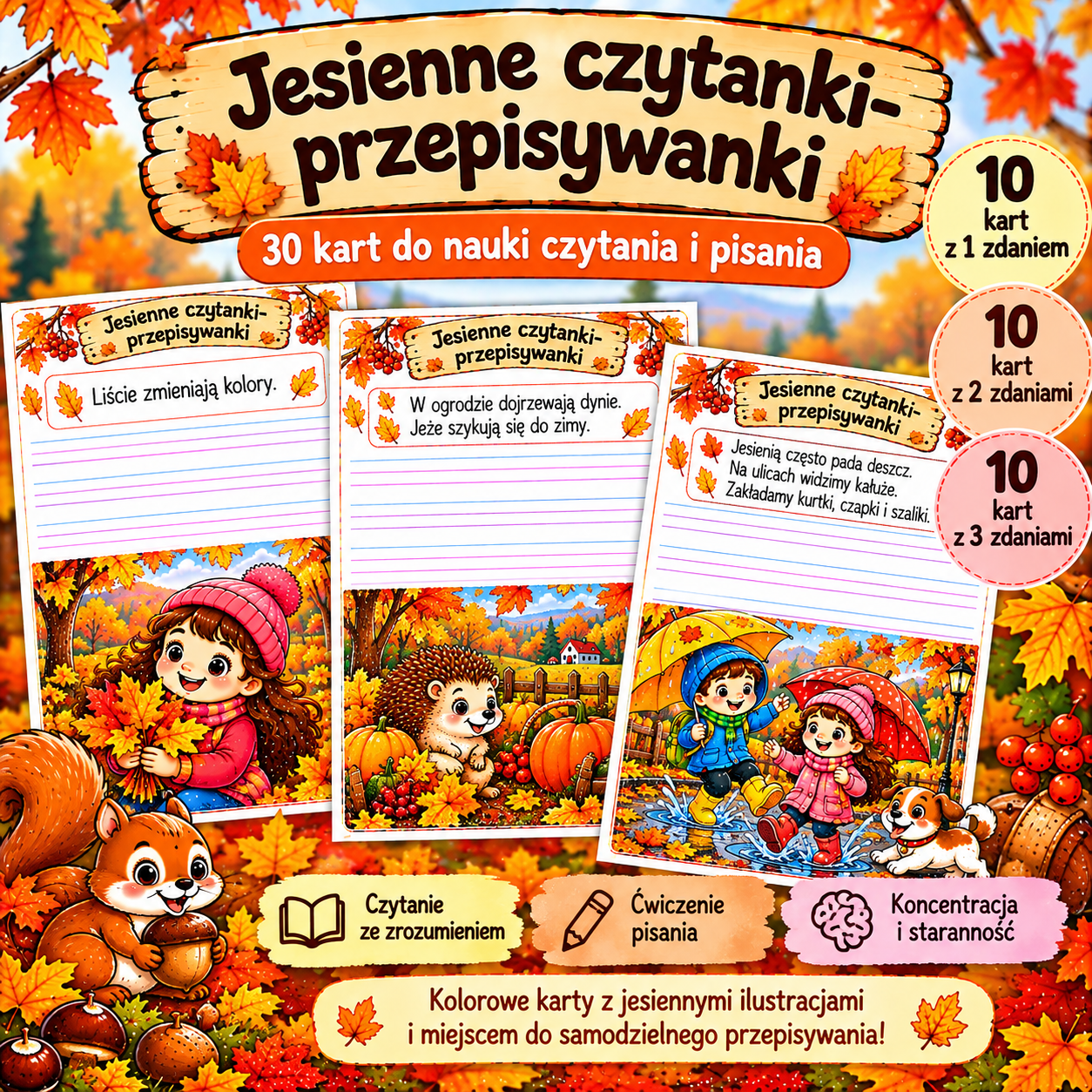 Jesienne czytanki - przepisywanki (PDF)
